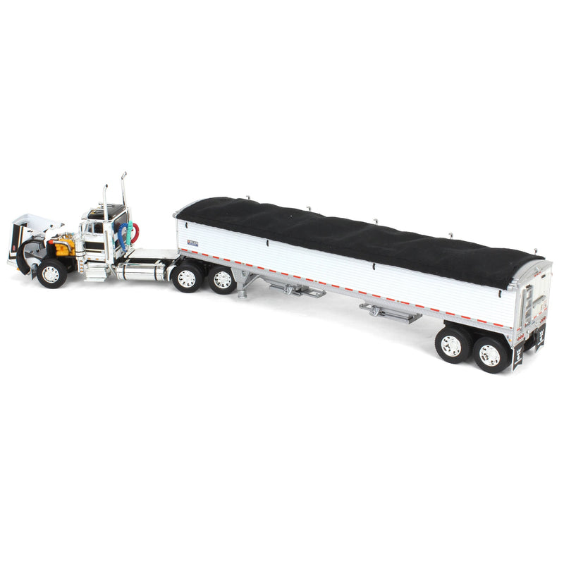 1/64 White & Black Peterbilt 379 Day Cab with White Wilson Pacesetter Grain Trailer, DCP by First Gear