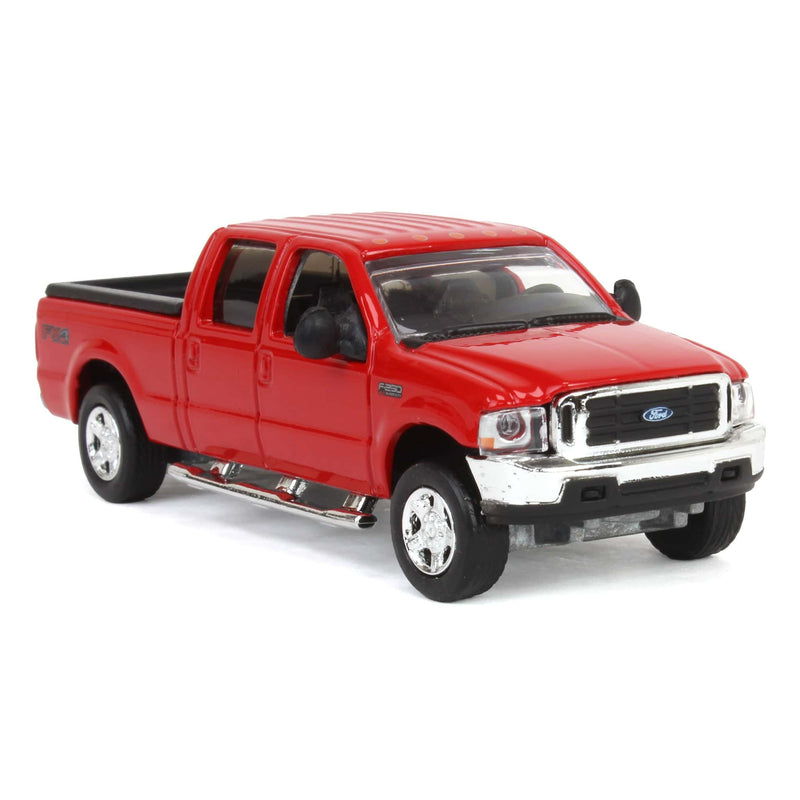 1/64 2004 Ford F-250 Super Duty Crew Cab Pickup Truck, Bright Red, LP Diecast Garage Exclusive