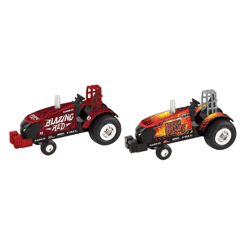 Set of 2 ~ 1/64 Case IH "Iron Beast" &  "Blazing Red" Pulling Tractors
