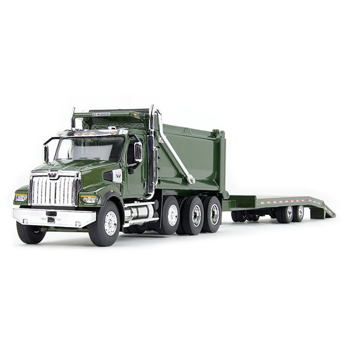 1/64 Metallic Green Western Star 49X with Ox Bodies Dump & Beaver Tail Trailer, DCP by First Gear