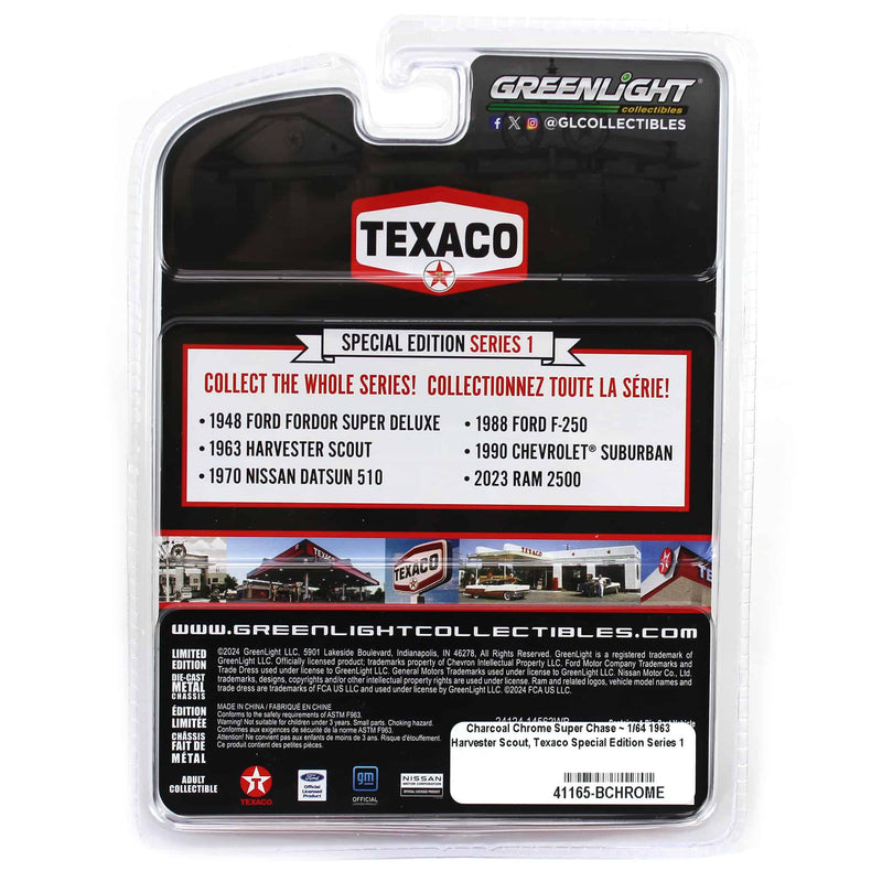 Charcoal Chrome Super Chase ~ 1/64 1963 Harvester Scout, Texaco Special Edition Series 1