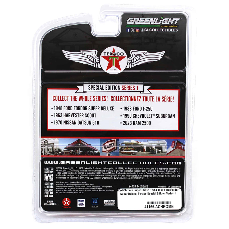 Red Chrome Super Chase ~ 1/64 1948 Ford Fordor Super Deluxe, Texaco Special Edition Series 1