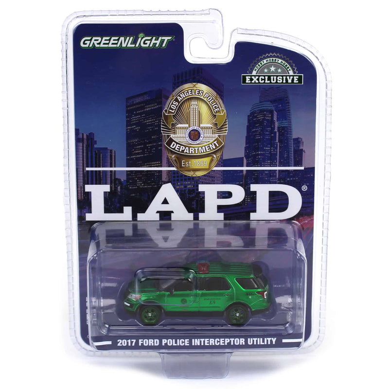 Green Machine Chase Unit ~ 1/64 2017 Ford Police Interceptor Utility, LAPD Bomb Detection K-9 Section, Hobby Exclusive