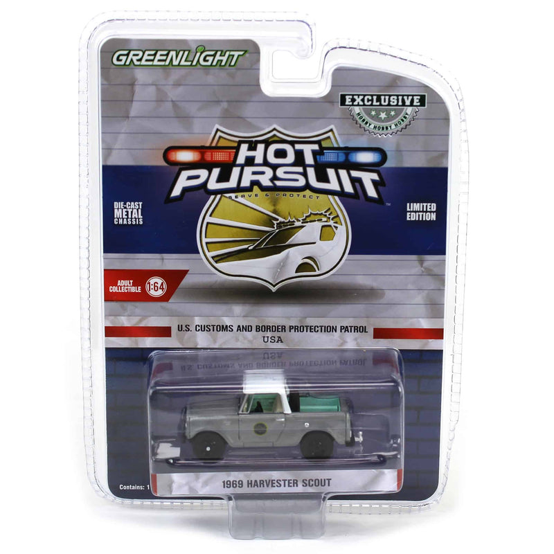 Raw Chase Unit ~ 1/64 1969 Harvester Scout Half Cab, US Customs & Border Patrol, Hot Pursuit Special Edition