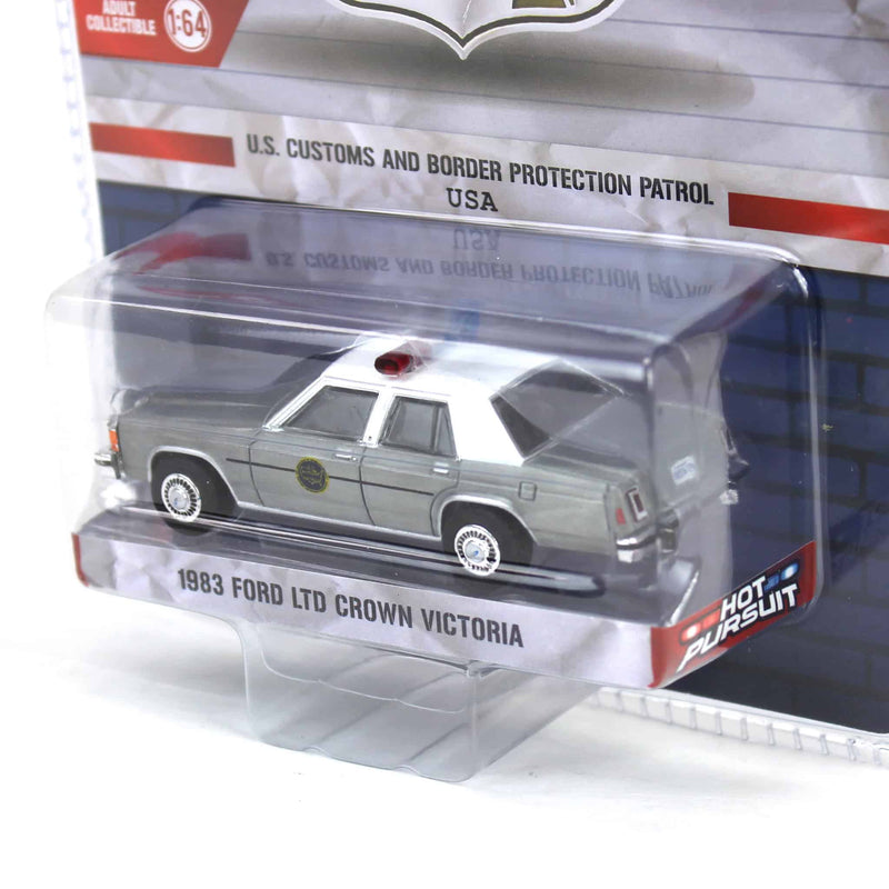 Raw Chase Unit ~ 1/64 1983 Ford LTD Crown Victoria, US Customs & Border Patrol, Hot Pursuit Special Edition