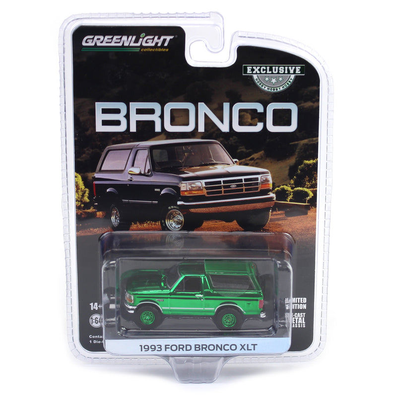 Chrome Green Machine Chase ~ 1/64 1993 Ford Bronco XLT, Oxford White, Hobby Exclusive
