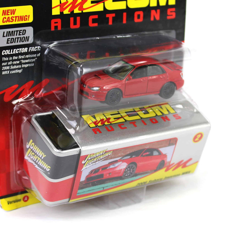 1/64 2006 Subaru Impreza WRX, Bright Red, Mecum Auctions, Johnny Lightning Collector Tin Series 15