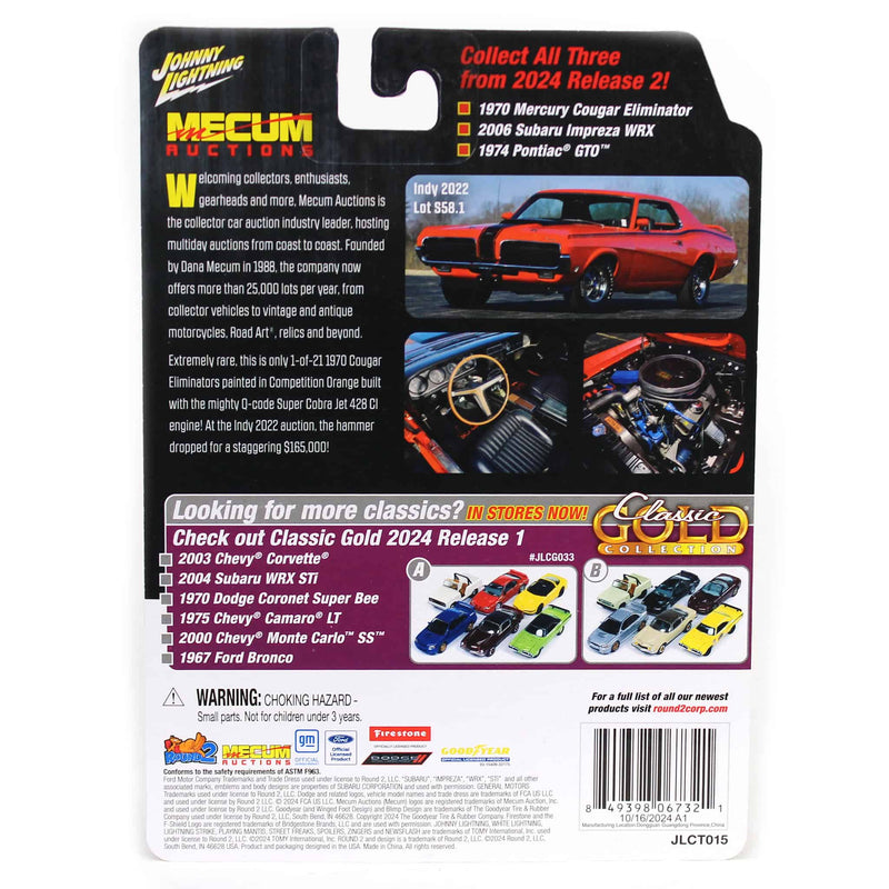 1/64 1970 Mercury Cougar Eliminator, Competition Orange, Mecum Auctions, Johnny Lightning Collector Tin Series 15