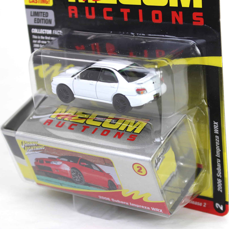 1/64 2006 Subaru Impreza WRX, White with Black Rims, Mecum Auctions, Johnny Lightning Collector Tin Series 15