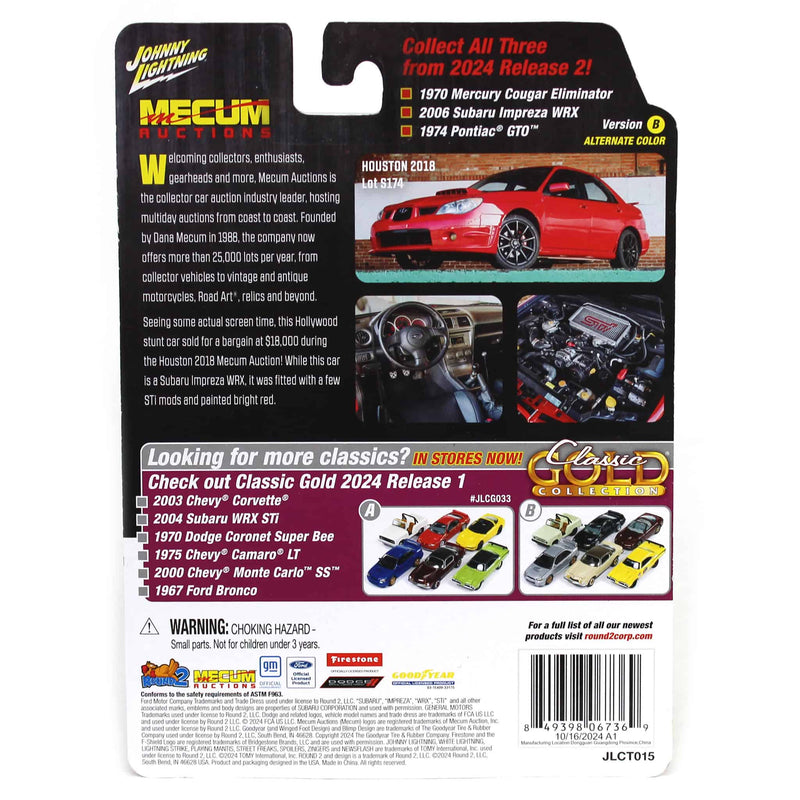1/64 2006 Subaru Impreza WRX, White with Black Rims, Mecum Auctions, Johnny Lightning Collector Tin Series 15