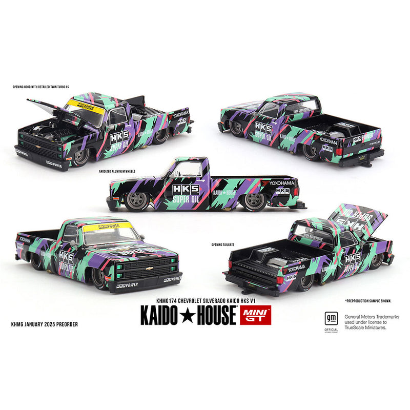 1/64 Chevrolet Silverado Kaido HKS V1, Kaido House x Mini GT
