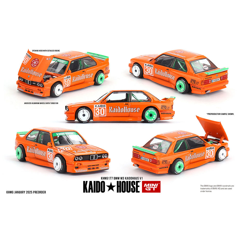 1/64 BMW M3 KAIDOHAUS V1, Orange, Kaido House x Mini GT — Outback Toys