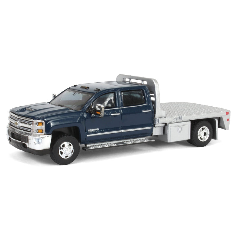 1/64 2016 Chevrolet Silverado 3500 Flatbed Dually, Blue, B&B Toys Exclusive