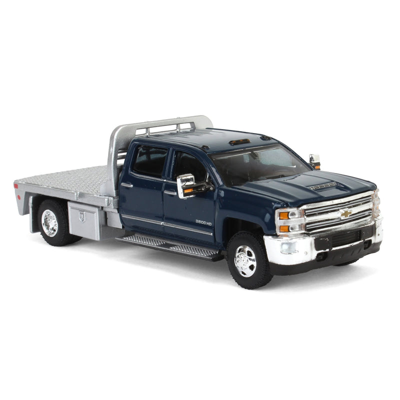 1/64 2016 Chevrolet Silverado 3500 Flatbed Dually, Blue, B&B Toys Exclusive