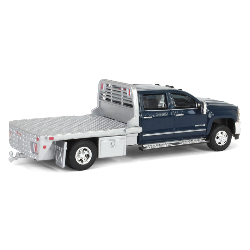 1/64 2016 Chevrolet Silverado 3500 Flatbed Dually, Blue, B&B Toys Exclusive