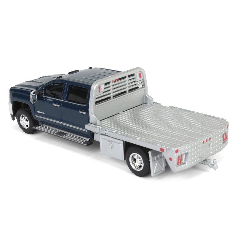 1/64 2016 Chevrolet Silverado 3500 Flatbed Dually, Blue, B&B Toys Exclusive