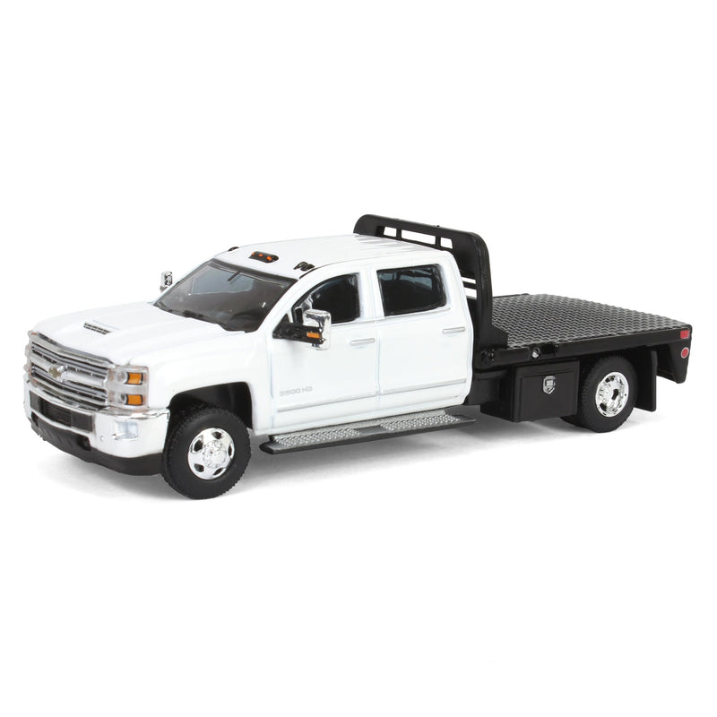 1/64 2016 Chevrolet Silverado 3500 Flatbed Dually, White, B&B Toys Exclusive