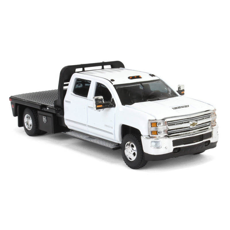 1/64 2016 Chevrolet Silverado 3500 Flatbed Dually, White, B&B Toys Exclusive