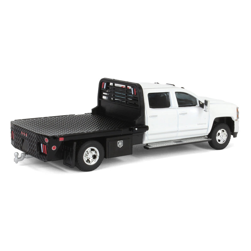 1/64 2016 Chevrolet Silverado 3500 Flatbed Dually, White, B&B Toys Exclusive