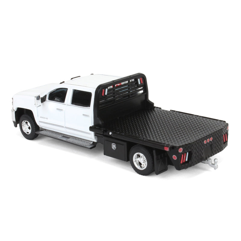 1/64 2016 Chevrolet Silverado 3500 Flatbed Dually, White, B&B Toys Exclusive