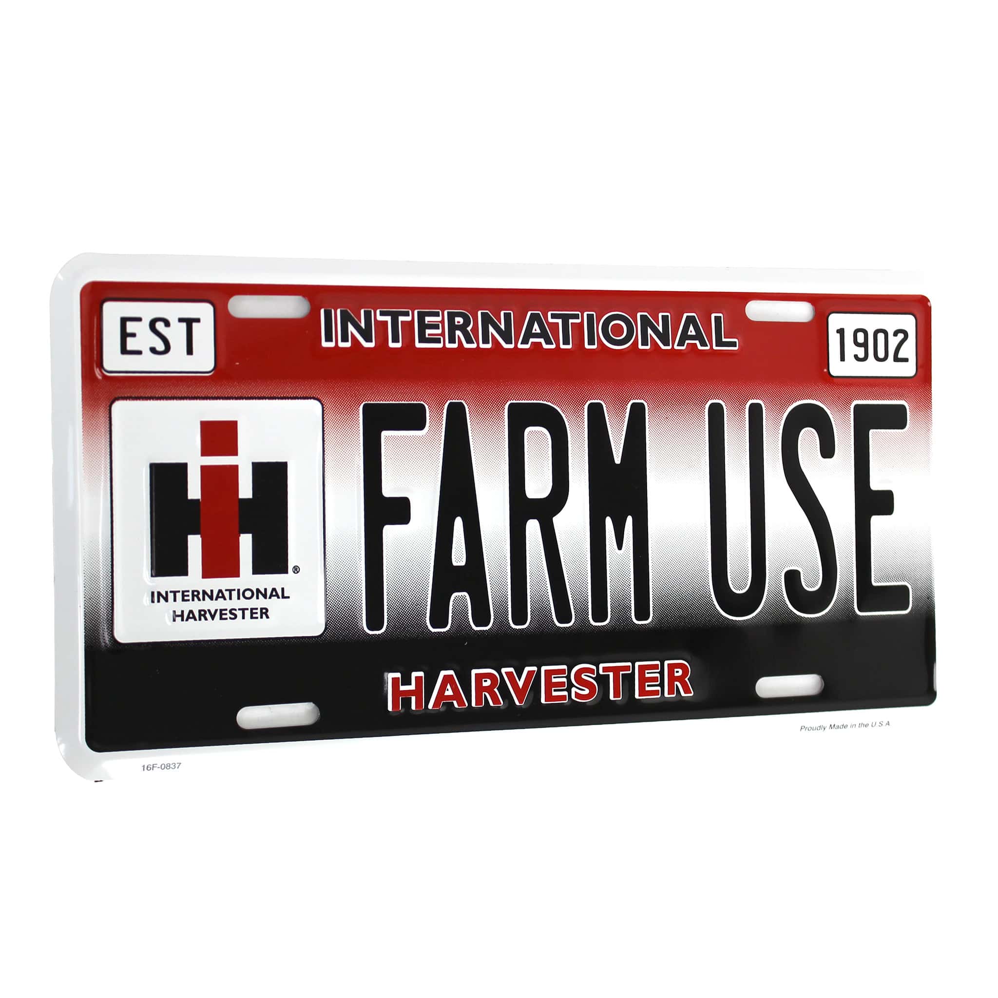 International Harvester Farm Use Embossed Metal License Plate