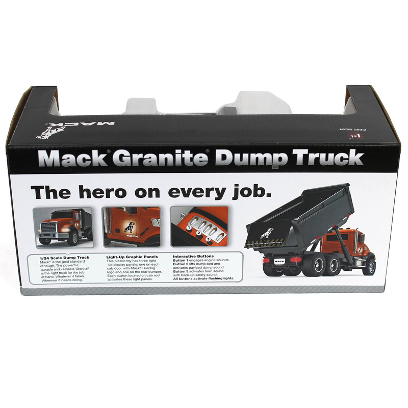 1/24 Durable Plastic Mack Granite Dump Truck with Lights & Sounds