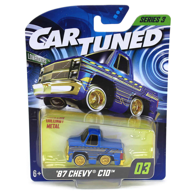 CarTuned 1987 Chevy C10 Pickup Truck, Blue & Gold, Mainline Series 3