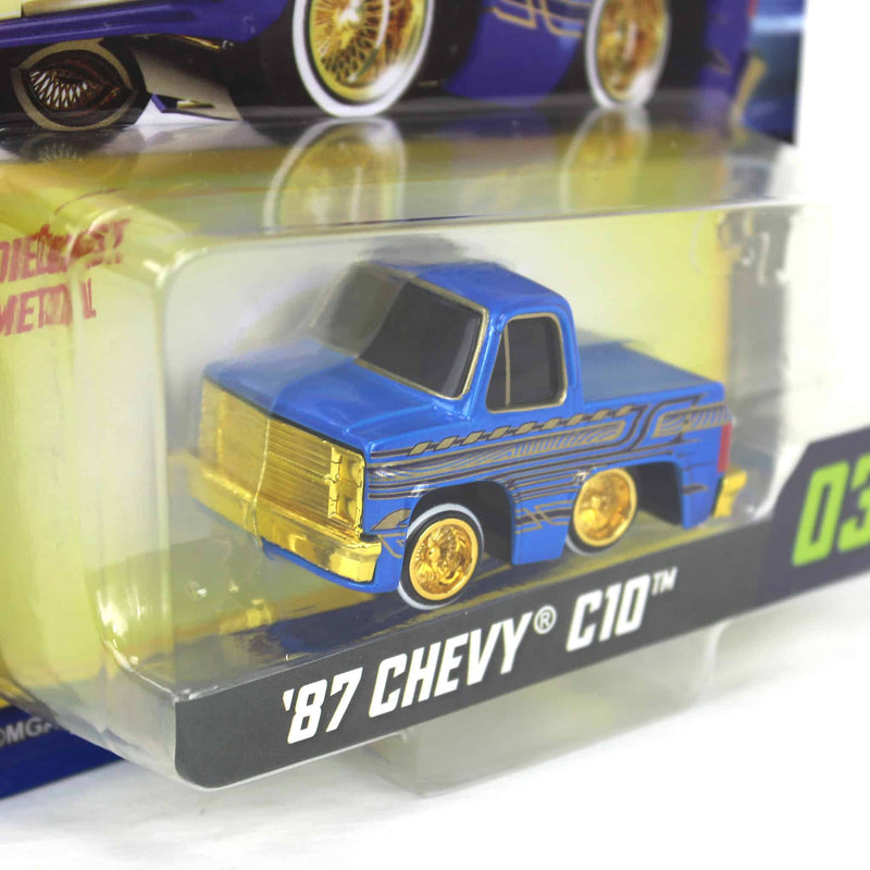 CarTuned 1987 Chevy C10 Pickup Truck, Blue & Gold, Mainline Series 3