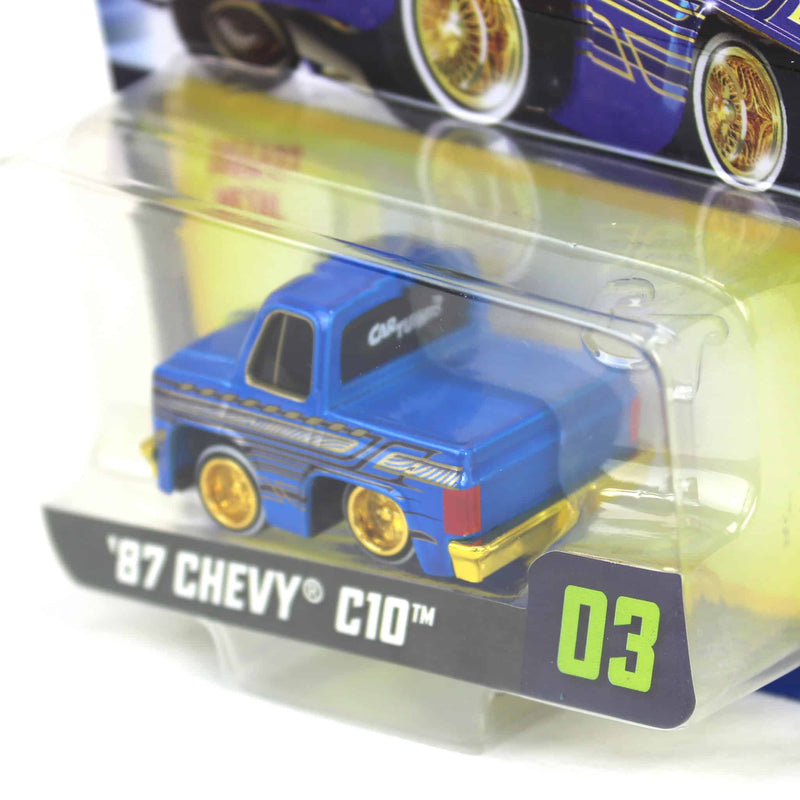 CarTuned 1987 Chevy C10 Pickup Truck, Blue & Gold, Mainline Series 3