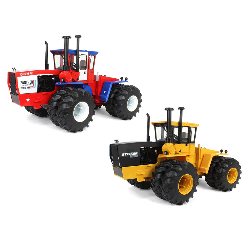 Set of 2 Steiger 4WD Tractors ~ PTA 325 "Spirit of '76" Stars & Stripes + CA325 Industrial Yellow