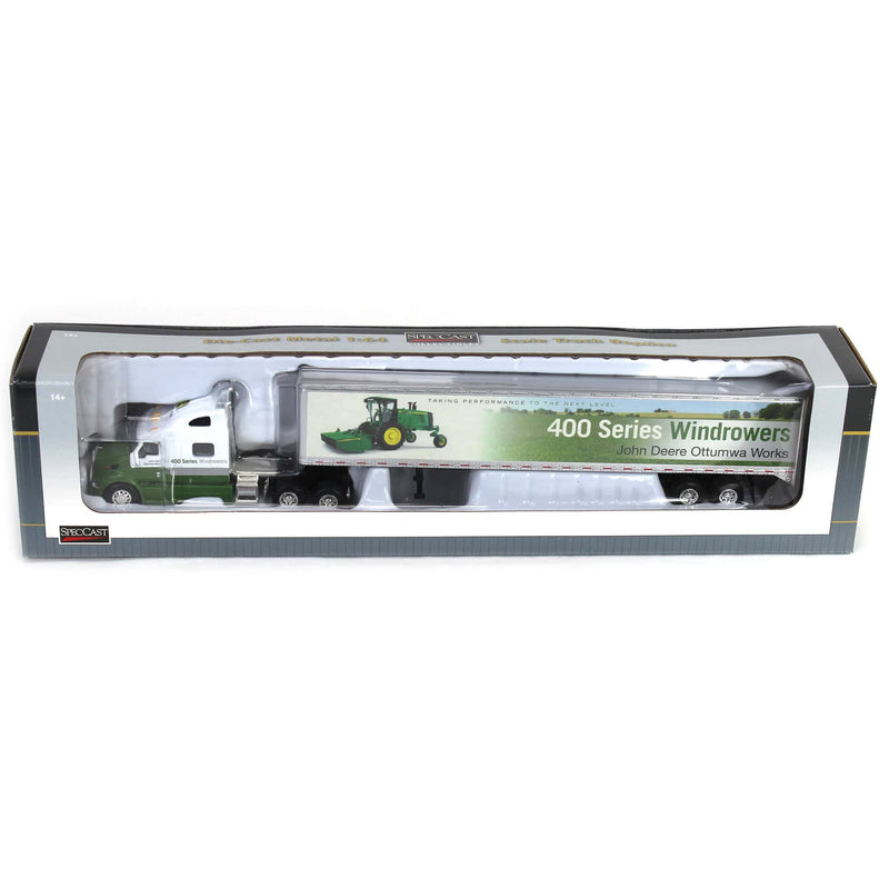 1/64 John Deere Ottumwa Works Peterbilt 387 Semi, 400 Series Windrowers