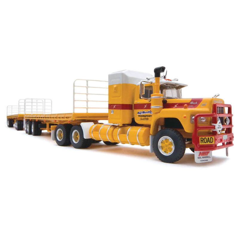 1/64 Neil Mansell Transport Road Train with Mack Truck, Dolly & 2 Freight Trailers by Highway Replicas