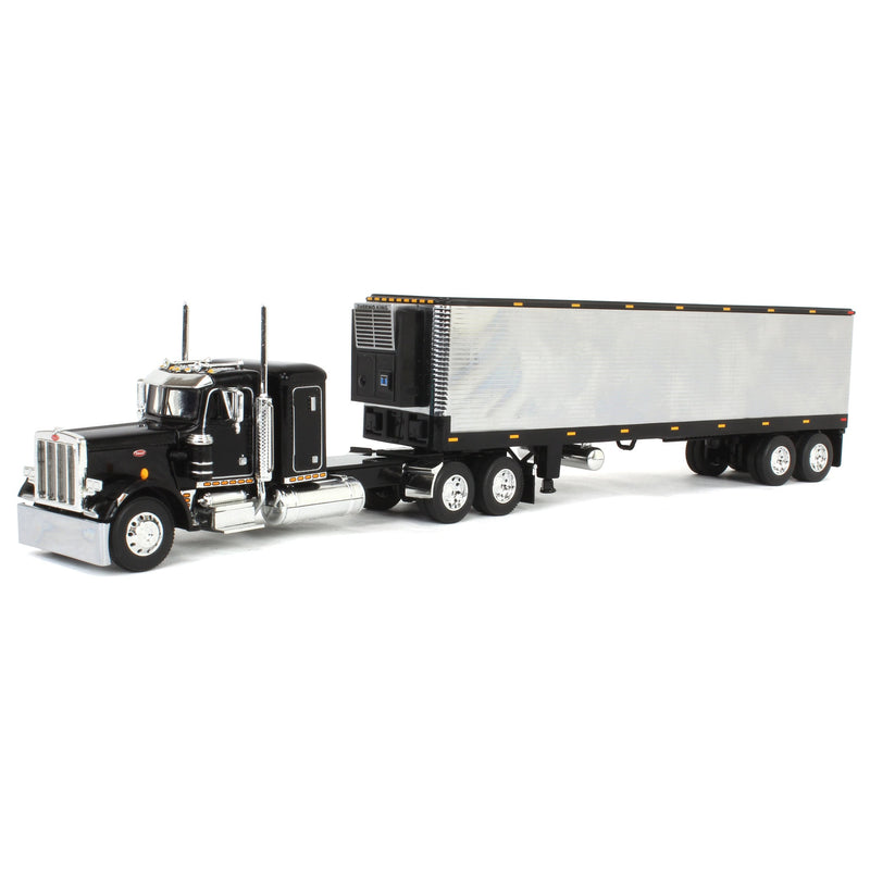 1/64 Peterbilt 359 Semi Truck with 40ft Vintage Reefer Trailer, Black/Chrome, DCP by First Gear