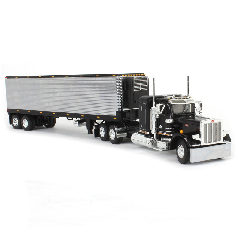 1/64 Peterbilt 359 Semi Truck with 40ft Vintage Reefer Trailer, Black/Chrome, DCP by First Gear