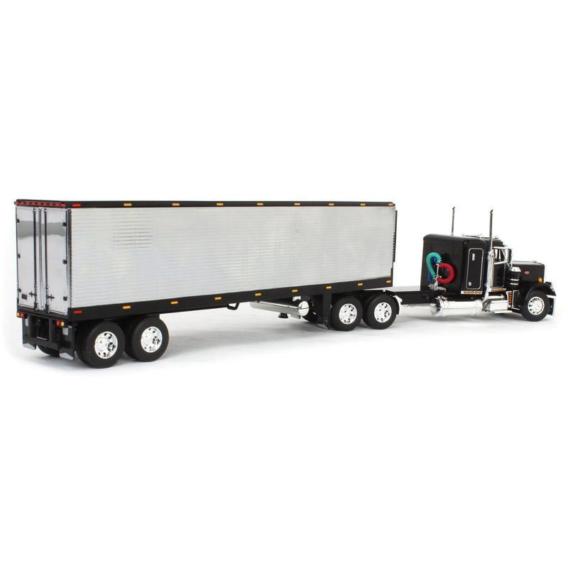 1/64 Peterbilt 359 Semi Truck with 40ft Vintage Reefer Trailer, Black/Chrome, DCP by First Gear