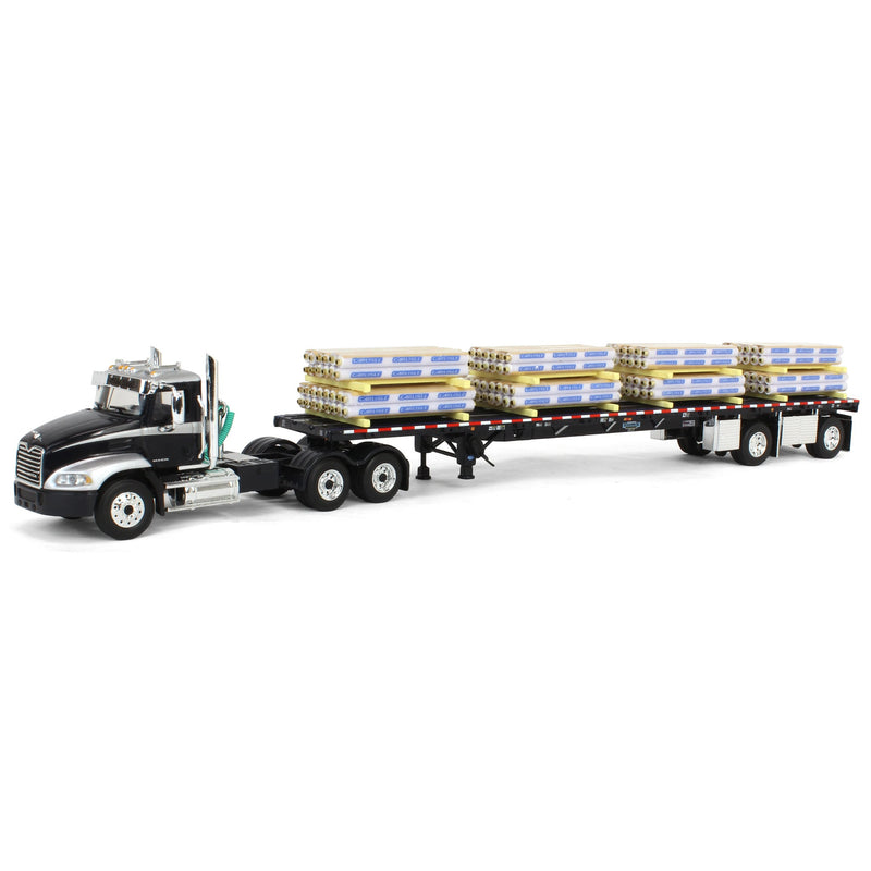 1/64 Black/Silver Mack Pinnacle with 53ft Wilson Roadbrute Trailer & Pallet Load, DCP by First Gear
