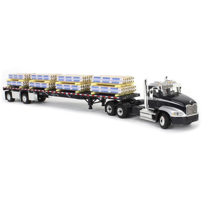 1/64 Black/Silver Mack Pinnacle with 53ft Wilson Roadbrute Trailer & Pallet Load, DCP by First Gear