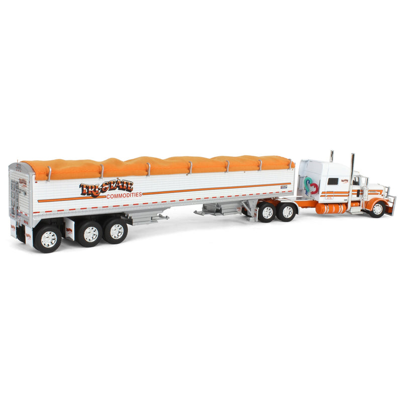 1/64 Peterbilt 389 with 50ft Tri-Axle Grain Trailer, Tri-State Commodities, DCP by First Gear