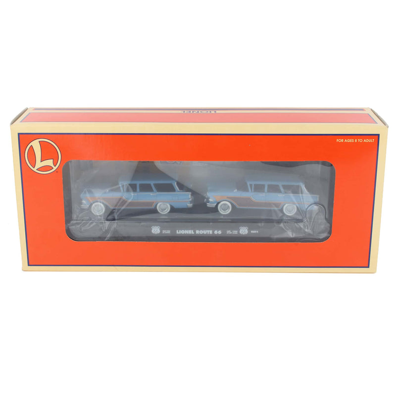 O Scale Route 66 Flat Car with 2 Touring Coupes by Lionel