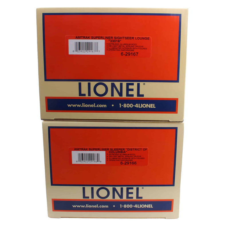 O Scale Amtrak Superliner Aluminum Passenger Car 2 Pack by Lionel