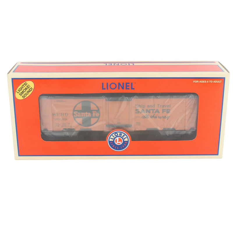 O Scale Santa Fe Hot Box Reefer Car with Lights, Smoke, and Sound by Lionel