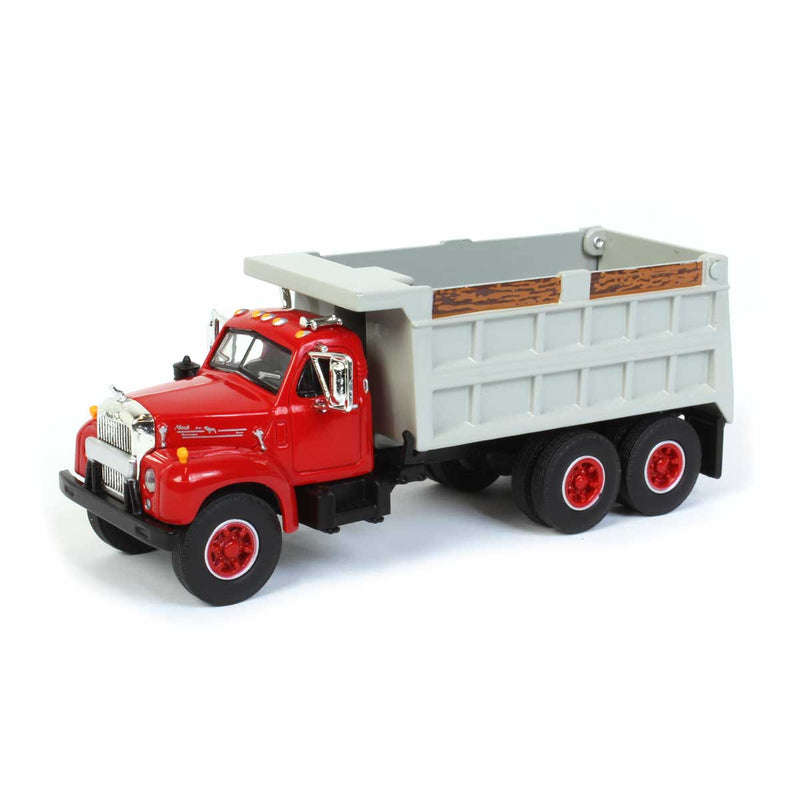 1/64 Mack B-61 Dump Truck by First Gear, Red & Gray
