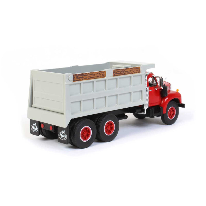 1/64 Mack B-61 Dump Truck by First Gear, Red & Gray