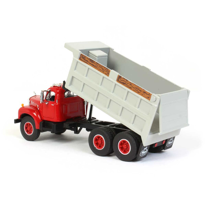 1/64 Mack B-61 Dump Truck by First Gear, Red & Gray