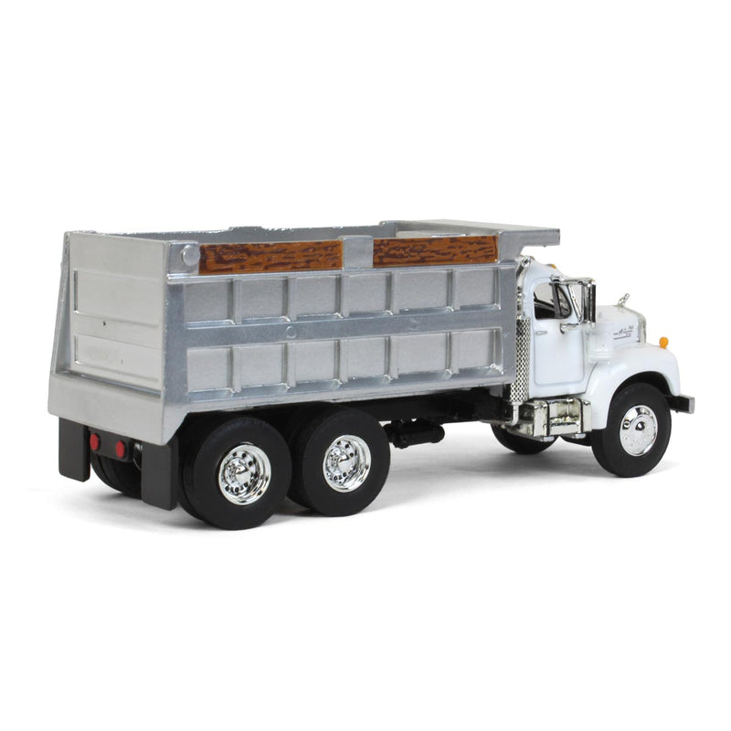 1/64 Mack B-61 Dump Truck by First Gear, White with Gray Dump