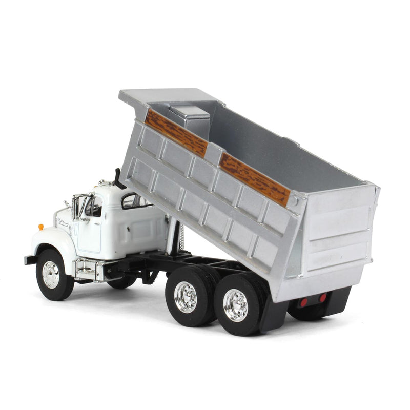1/64 Mack B-61 Dump Truck by First Gear, White with Gray Dump