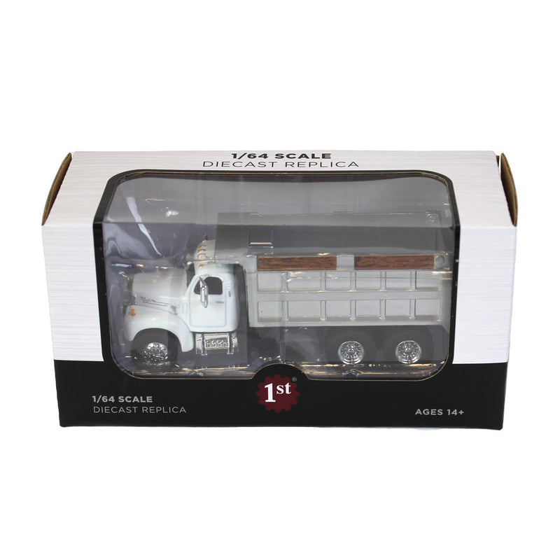 1/64 Mack B-61 Dump Truck by First Gear, White with Gray Dump
