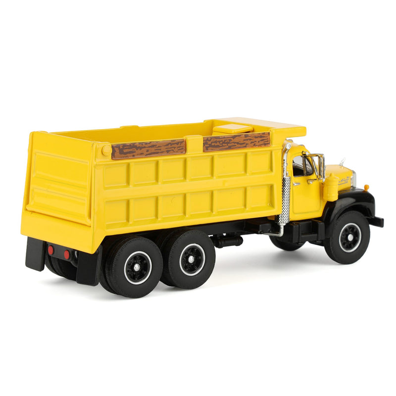 1/64 Mack B-61 Dump Truck by First Gear, Yellow with Black Frame