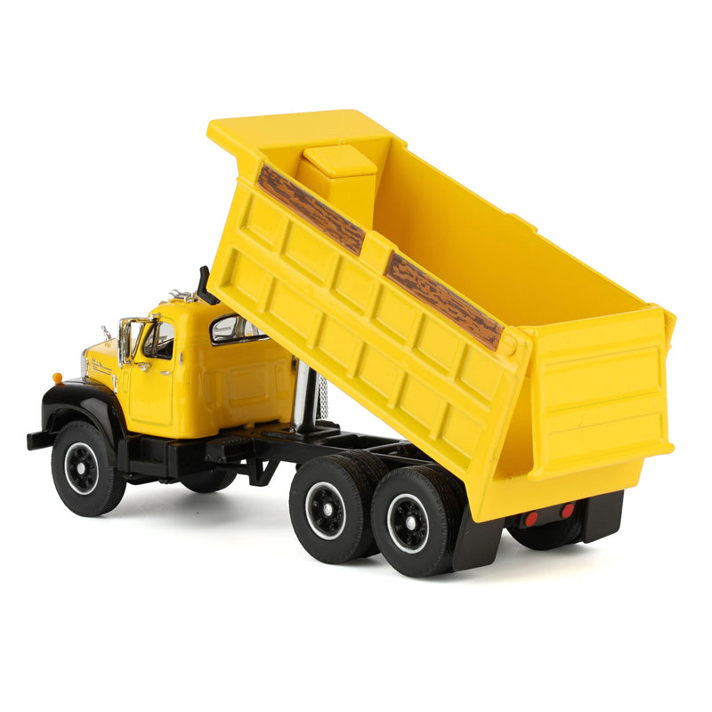1/64 Mack B-61 Dump Truck by First Gear, Yellow with Black Frame
