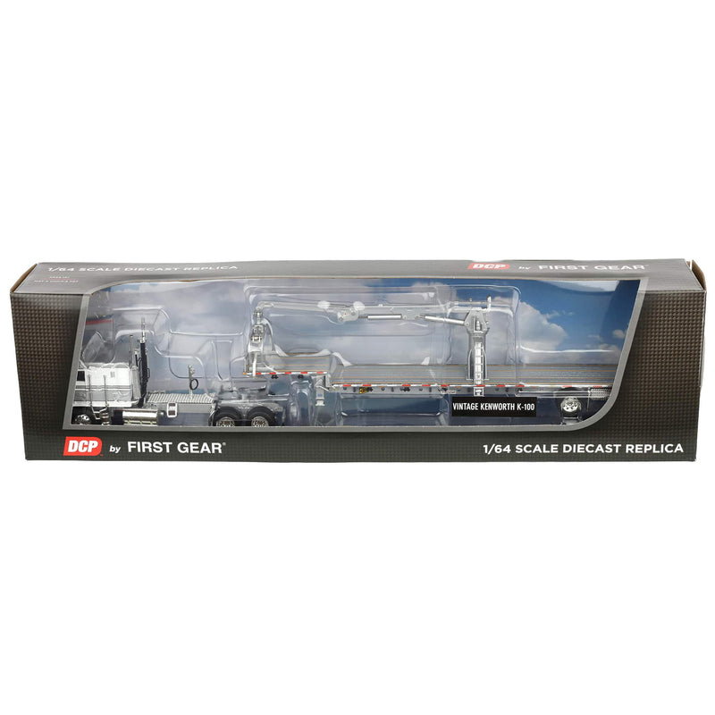 1/64 Kenworth COE Semi Truck with Transcraft S-A Stepdeck with Loading Arm, White & Silver, DCP by First Gear